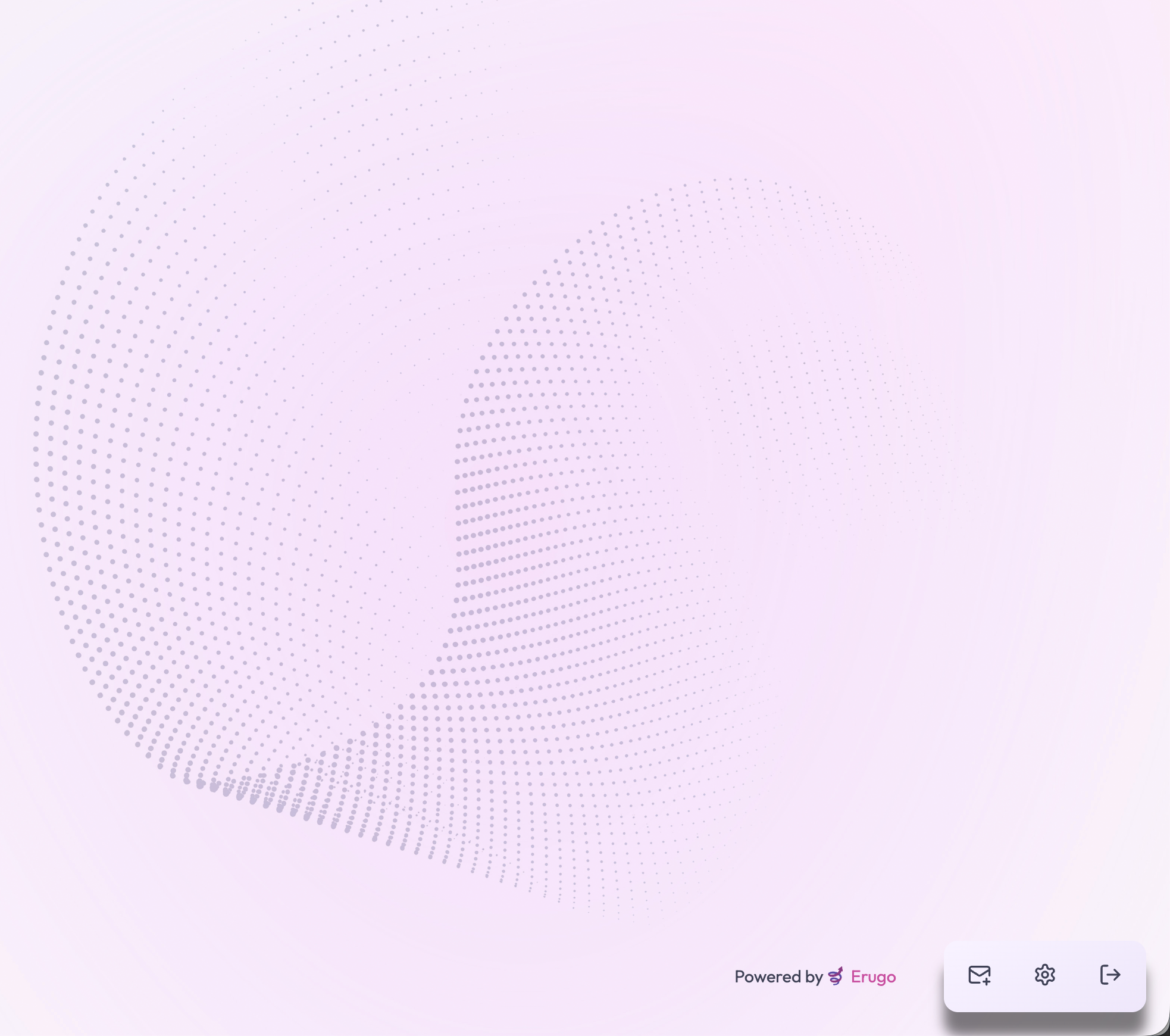 Erugo settings toolbar showing the cog icon in the bottom-right corner