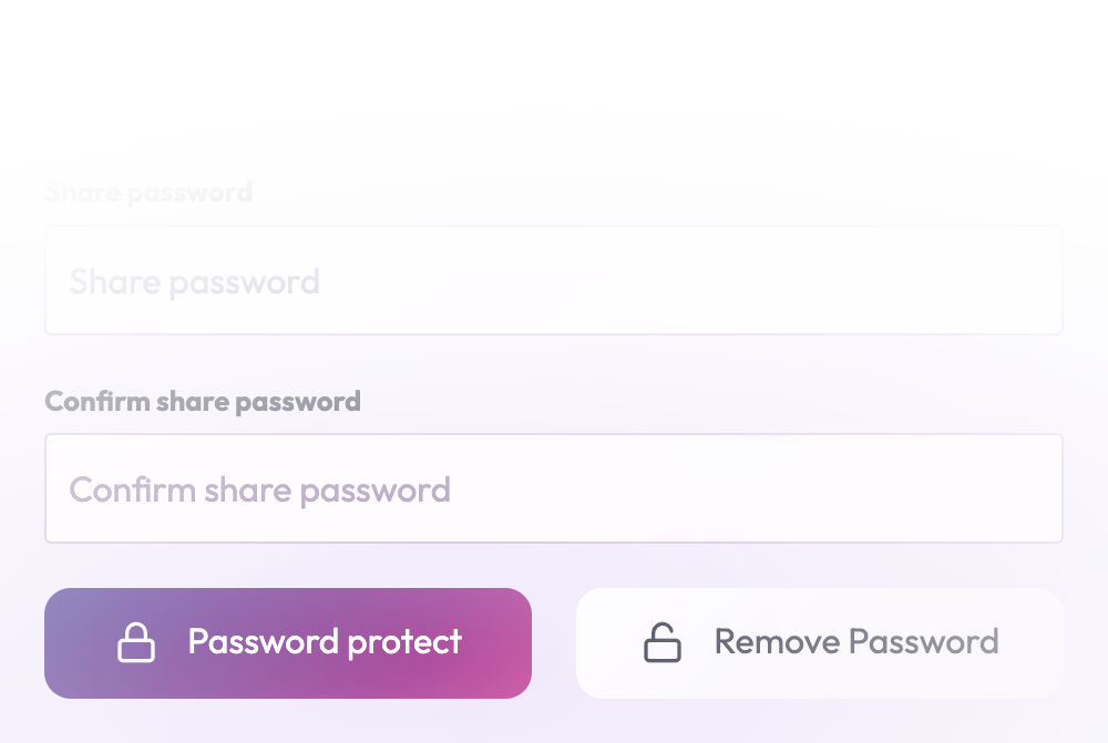 Password protection dialog showing password fields